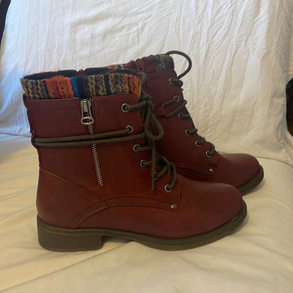 Dark Red combat boot
